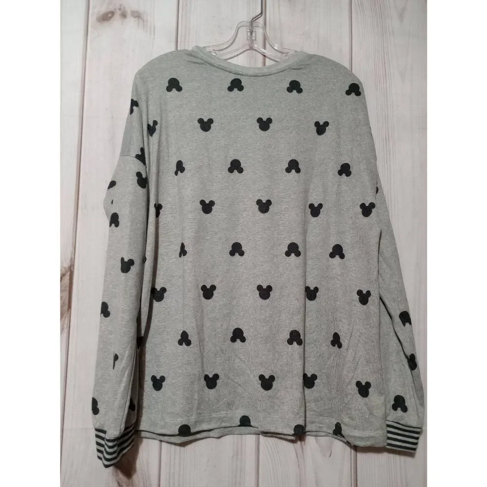 Disney Shirt Ladies Large‎ Mickey Mouse Lounge Soft Light Weight Gray Black - Picture 2 of 6